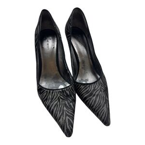 Vintage Calf Hair Zebra Print Pointed Kitten Heels 9